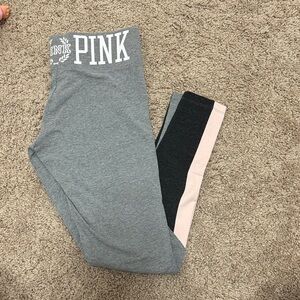 PINK Victoria's Secret Kids Leggings - Gray, Black, and Cream